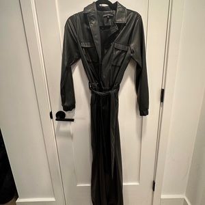 Naked Wardrobe Faux Leather Jumpsuit